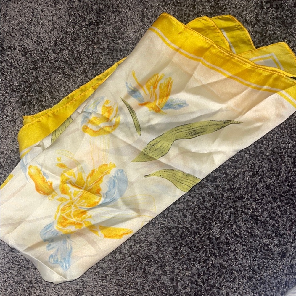 Yellow Floral Silk Scarf